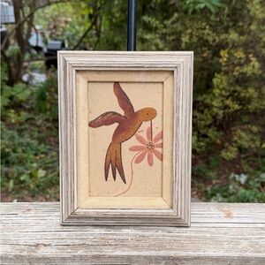 Vintage Navajo Wilson Price Sr. & Nancy Sand Art Hummingbird Picture As Is